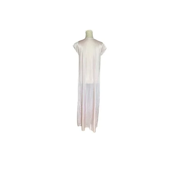 Vintage Lorraine Peignoir SetBlush Pink Satin Nightgown & Robe1980s Embroi